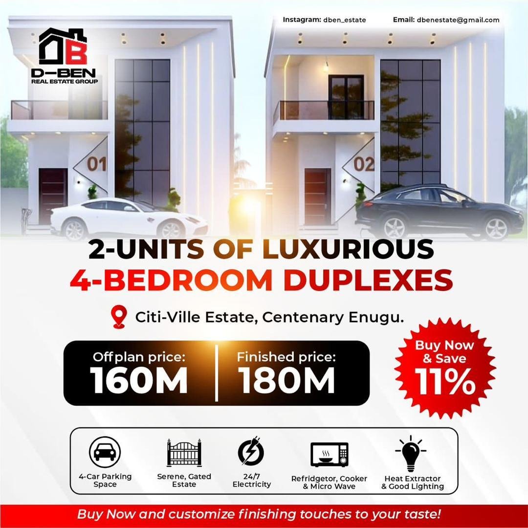 Spacious 2-Units of Luxurious 4-Bedroom Duplexes